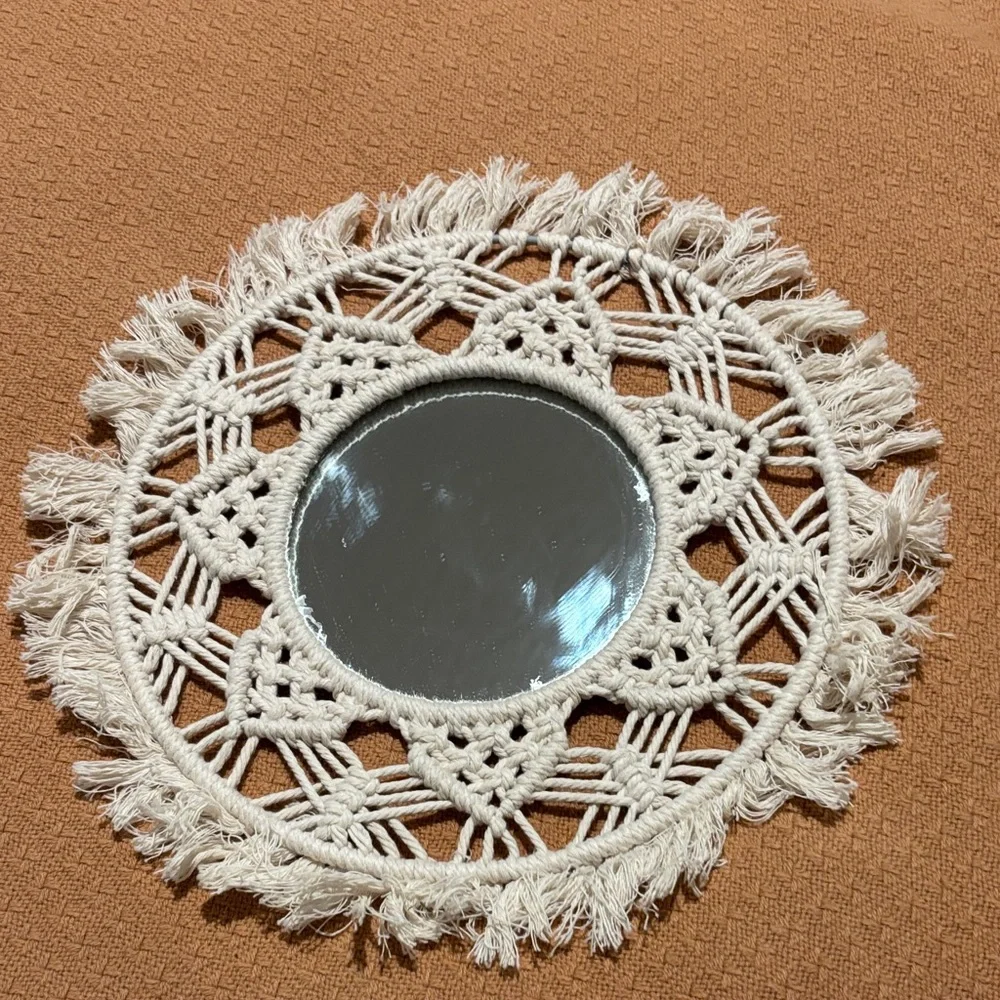 Bohemian Cream Macrame Wall Mirror